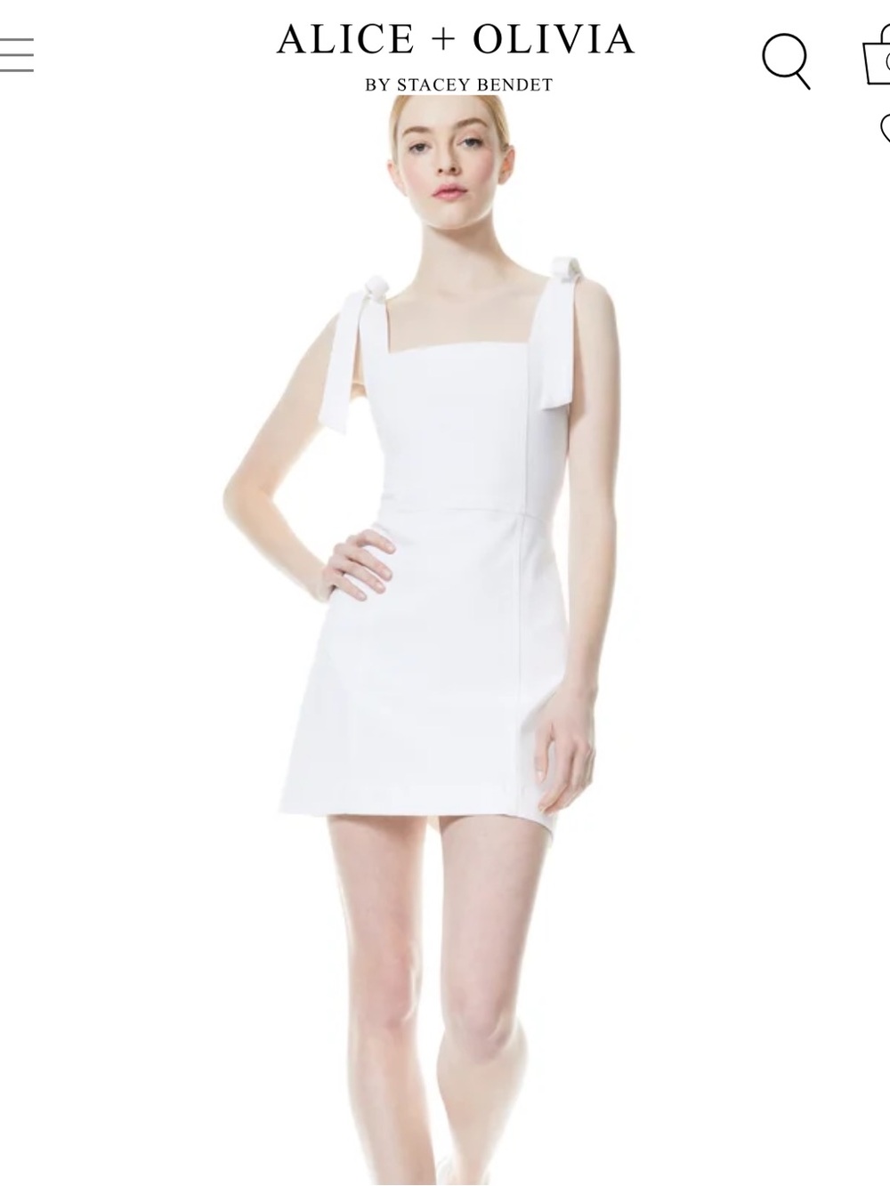 Alice & Olivia MARYANN TIE SHOULDER MINI DRESS